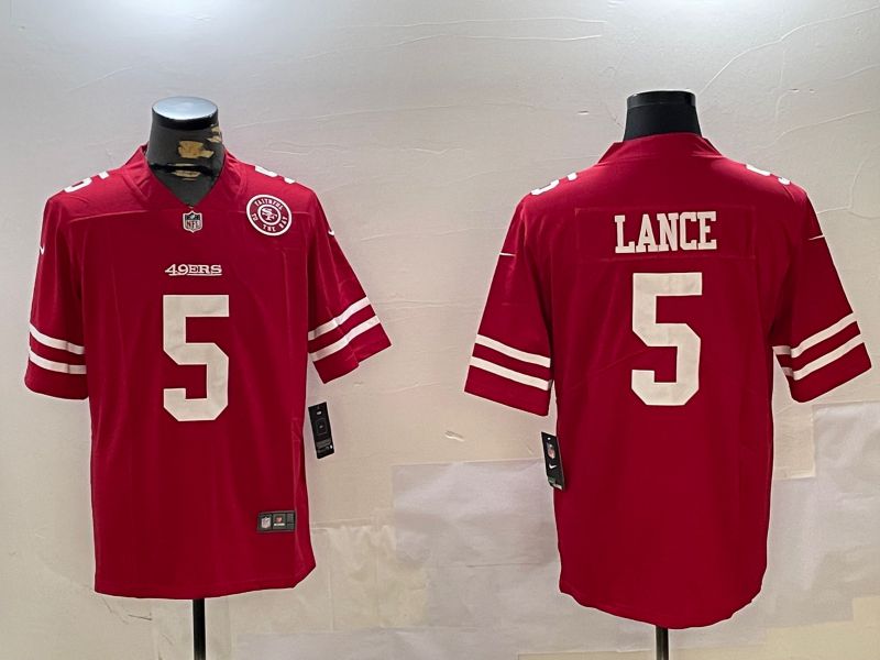 Men San Francisco 49ers 5 Lance Red Second generation 2024 Nike Limited NFL Jersey style 9